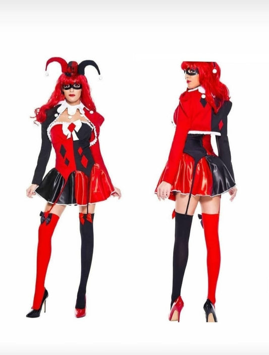 7 piece womens Harlequin jester costume