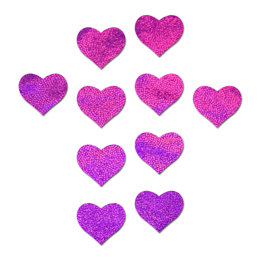 10 Mini purple Glitter Hearts Nipple & Body Pasties