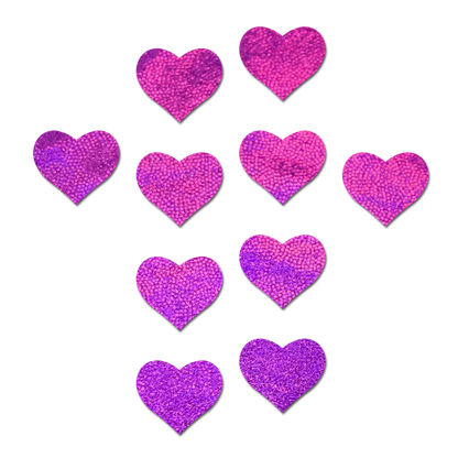 10 Mini purple Glitter Hearts Nipple & Body Pasties